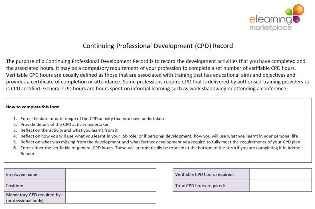 CPD Continuing Professional Development Écrit Dans Un Cahier Sur