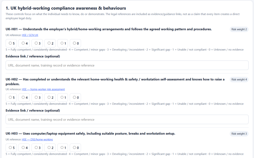 Hybrid Working Compliance Assessment Tool